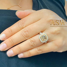 Load image into Gallery viewer, 14k Solid Rose Gold Cushion Cut Smoky Topaz And Natural Diamonds Engagement Ring Bezel Set Wedding, Anniversary, Bridal Halo Large 3.70ctw
