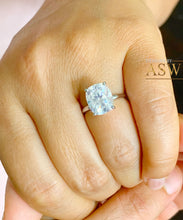 Load image into Gallery viewer, Stunning Large 4.00ct Solitaire 14K Solid White Gold Rectangular Cushion Cut Simulated Diamonds Engagement Ring Four Prong Wedding Bridal
