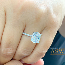 Load image into Gallery viewer, 14K Solid White Gold Cushion Cut Moissanite Engagement Ring Deco, Bridal, Wedding, Anniversary, Four prong, Solitaire 4.00ctw
