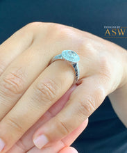 Load image into Gallery viewer, Filigree 14K Solid White Gold Round Cut Forever One Moissanite And Natural Diamond Engagement Ring Bezel Set Antique Style Halo 1.25ctw

