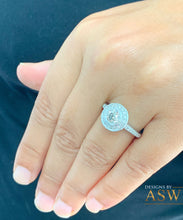 Load image into Gallery viewer, Filigree 14K Solid White Gold Round Cut Forever One Moissanite And Natural Diamond Engagement Ring Bezel Set Antique Style Halo 1.25ctw
