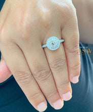 Load image into Gallery viewer, Filigree 14K Solid White Gold Round Cut Forever One Moissanite And Natural Diamond Engagement Ring Bezel Set Antique Style Halo 1.25ctw
