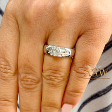 Load image into Gallery viewer, 14k solid heavy white gold round cut natural diamond semi bezel engagement ring wedding 0.90ct
