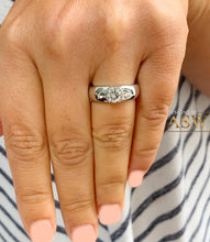 Load image into Gallery viewer, 14k solid heavy white gold round cut natural diamond semi bezel engagement ring wedding 0.90ct
