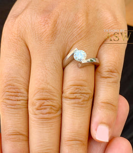 14k White Gold Round Cut Natural Engagement Ring Tension Set, Propose, Anniversary, Large, Elegant Solitaire 1.00ctw
