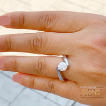 Load image into Gallery viewer, 14k White Gold Round Cut Natural Engagement Ring Tension Set, Propose, Anniversary, Large, Elegant Solitaire 1.00ctw
