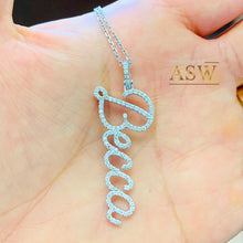 Load image into Gallery viewer, 14K Solid White Or Yellow Or Rose Gold Multi Natural Diamonds Initials, Necklace Chain Included Custom Made 0.50ctw
