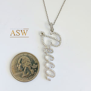 14K Solid White Or Yellow Or Rose Gold Multi Natural Diamonds Initials, Necklace Chain Included Custom Made 0.50ctw