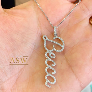 14K Solid White Or Yellow Or Rose Gold Multi Natural Diamonds Initials, Necklace Chain Included Custom Made 0.50ctw