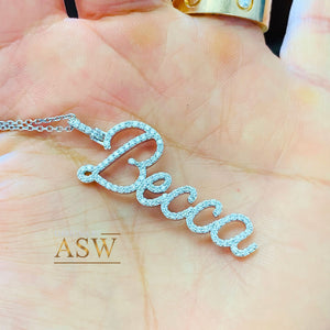 14K Solid White Or Yellow Or Rose Gold Multi Natural Diamonds Initials, Necklace Chain Included Custom Made 0.50ctw