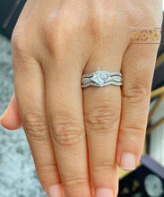 Load image into Gallery viewer, 14K Solid White Gold Princess Cut Forever One Moissanite And Natural Diamond Engagement Ring And Two Bands Set, Wedding Deco  1.50ctw
