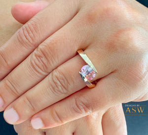 Unique 14K Solid Rose Gold Natural Oval Cut Morganite Tension Set Style, Engagement Ring Bridal Anniversary 1.20ctw