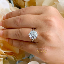 Load image into Gallery viewer, 14K Solid White Gold Round Cut Forever One Moissanite Engagement Ring Deco, Bridal, Wedding, Anniversary, Six prong set, Solitaire 5.00ctw
