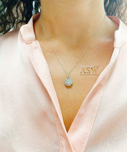 Women's 14k Solid White Gold Moissanite And Natural Diamond, Necklace, Pendent, Bridal Wedding Gift, 1.75ctw Chain Included