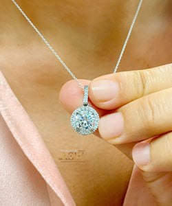 Women's 14k Solid White Gold Moissanite And Natural Diamond, Necklace, Pendent, Bridal Wedding Gift, 1.75ctw Chain Included