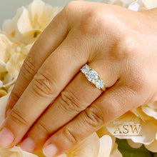 Load image into Gallery viewer, 1.60ct 14k solid yellow gold round cut natural diamond engagement ring Three Stone, wedding, anniversary, Propose, prong set, bridal
