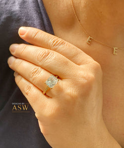 14K Solid Yellow Gold Radiant Cut Forever One Moissanite Engagement Ring Deco, Bridal, Wedding, Anniversary, Four prong, Solitaire 3.50ctw