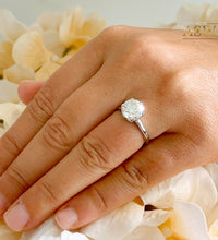 Load image into Gallery viewer, Crown Setting Design 14K Solid White Gold Round Cut Moissanite Engagement Ring Bridal, Wedding, Six prong set, Solitaire 3.00ctw
