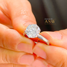Load image into Gallery viewer, Crown Setting Design 14K Solid White Gold Round Cut Forever One Moissanite Engagement Ring Bridal, Wedding, Six prong set, Solitaire 3.00ctw
