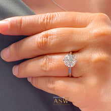 Load image into Gallery viewer, Crown Setting Design 14K Solid White Gold Round Cut Forever One Moissanite Engagement Ring Bridal, Wedding, Six prong set, Solitaire 3.00ctw
