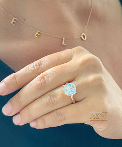 14K Solid Rose Gold Cushion Cut Moissanite Engagement Ring Deco, Bridal, Wedding, Anniversary, Four prong, Solitaire 4.00ctw