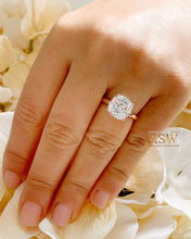 Load image into Gallery viewer, 14K Solid Rose Gold Cushion Cut Moissanite Engagement Ring Deco, Bridal, Wedding, Anniversary, Four prong, Solitaire 4.00ctw
