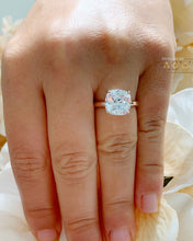 Load image into Gallery viewer, 14K Solid Rose Gold Cushion Cut Moissanite Engagement Ring Deco, Bridal, Wedding, Anniversary, Four prong, Solitaire 4.00ctw
