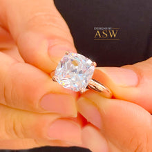 Load image into Gallery viewer, 14K Solid Rose Gold Cushion Cut Moissanite Engagement Ring Deco, Bridal, Wedding, Anniversary, Four prong, Solitaire 4.00ctw

