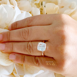 14K Solid Rose Gold Cushion Cut Moissanite Engagement Ring Deco, Bridal, Wedding, Anniversary, Four prong, Solitaire 4.00ctw