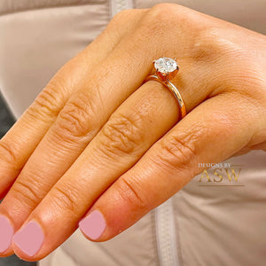 14K Solid Rose Gold Round Cut Moissanite Engagement Ring Deco, Bridal, Wedding, Anniversary, Six prong set, Solitaire 1.20ctw