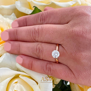 14K Solid Rose Gold Round Cut Forever One Moissanite Engagement Ring Deco, Bridal, Wedding, Anniversary, Six prong set, Solitaire 1.20ctw