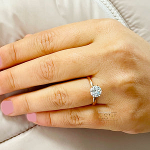 14K Solid Rose Gold Round Cut Moissanite Engagement Ring Deco, Bridal, Wedding, Anniversary, Six prong set, Solitaire 1.20ctw