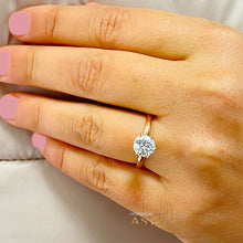 Load image into Gallery viewer, 14K Solid Rose Gold Round Cut Moissanite Engagement Ring Deco, Bridal, Wedding, Anniversary, Six prong set, Solitaire 1.20ctw

