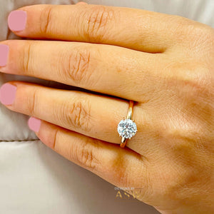 14K Solid Rose Gold Round Cut Moissanite Engagement Ring Deco, Bridal, Wedding, Anniversary, Six prong set, Solitaire 1.20ctw