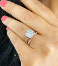 Load image into Gallery viewer, 14k Rose Gold Cushion Cut Moissanite and Diamond Engagement Ring And Band Halo Bridal Set Natural Diamonds 3.00ct
