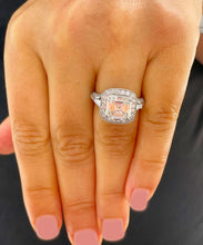 Load image into Gallery viewer, IGI Certified 14K Solid White Gold Asscher And Round Cut Diamond Engagement Ring Prong Set Halo 4.00ctw F VS2
