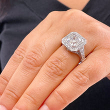 Load image into Gallery viewer, IGI Certified 14k White Gold Asscher Cut diamonds Bezel Engagement Ring Halo 4.60ctw F VS2
