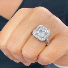Load image into Gallery viewer, IGI Certified 14k White Gold Asscher Cut diamonds Bezel Engagement Ring Halo 4.60ctw F VS2
