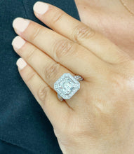 Load image into Gallery viewer, IGI Certified 14k White Gold Asscher Cut diamonds Bezel Engagement Ring Halo 4.60ctw F VS2
