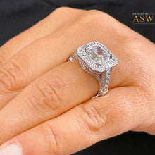 Load image into Gallery viewer, Heavy and Solid 14k White Gold Asscher Cut moissanite and diamonds bezel Engagement Ring wedding bridal Natural Diamonds 4.60ctw
