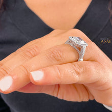 Load image into Gallery viewer, Heavy and Solid 14k White Gold Asscher Cut moissanite and diamonds bezel Engagement Ring wedding bridal Natural Diamonds 4.60ctw
