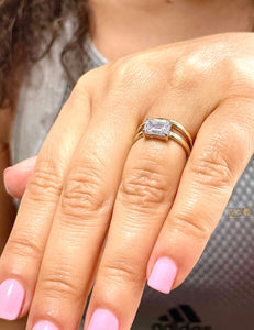 14k solid yellow gold emerald cut natural diamond engagement ring 1.00ct wedding bridal prong set