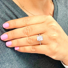 Load image into Gallery viewer, 14K Solid Rose Gold Radiant Cut Moissanite And Round Cut Natural Diamonds Engagement Ring, Anniversary, Four prong, Solitaire 4.30ctw
