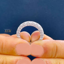 Load image into Gallery viewer, 14K Solid White Gold Three Sided Eternity Natural Diamond Band Wedding Anniversary 4.00ctw
