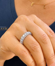 Load image into Gallery viewer, 14K Solid White Gold Three Sided Eternity Natural Diamond Band Wedding Anniversary 4.00ctw
