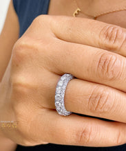 Load image into Gallery viewer, 14K Solid White Gold Three Sided Eternity Natural Diamond Band Wedding Anniversary 4.00ctw
