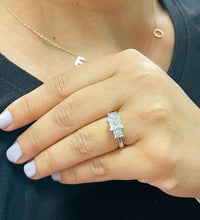Load image into Gallery viewer, 14k Solid White Gold Princess Cut Forever One Moissanite Engagement Ring Three Stones Style 2.50ctw
