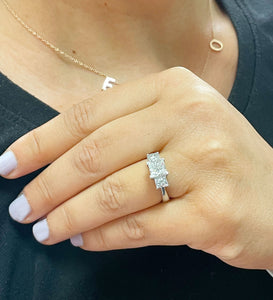 14k Solid White Gold Princess Cut Moissanite Engagement Ring Three Stones Style 2.50ctw