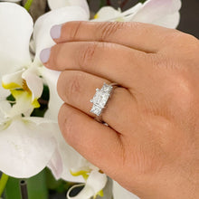 Load image into Gallery viewer, 14k Solid White Gold Princess Cut Forever One Moissanite Engagement Ring Three Stones Style 2.50ctw
