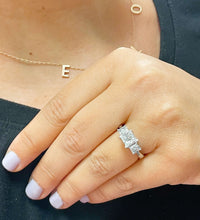 Load image into Gallery viewer, 14k Solid White Gold Princess Cut Moissanite Engagement Ring Three Stones Style 2.50ctw
